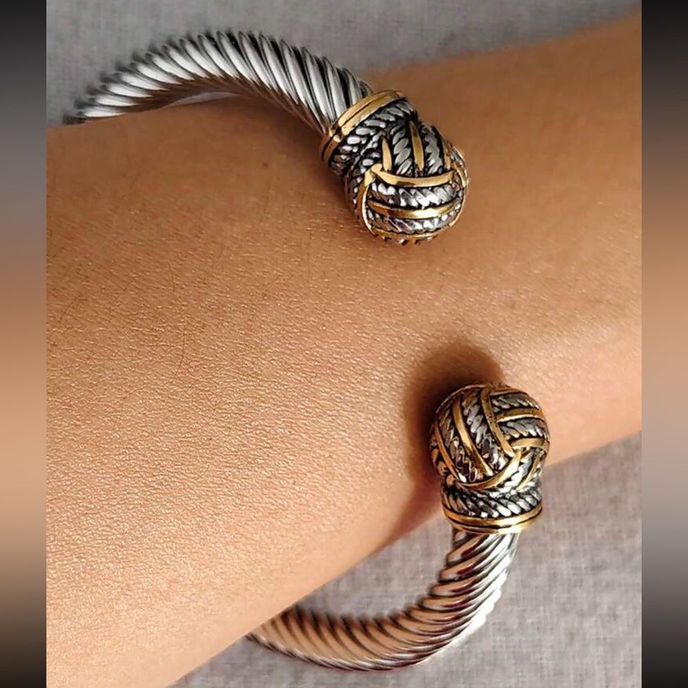 18K Two-Tone Plated Twisted Cable Bracelet - New